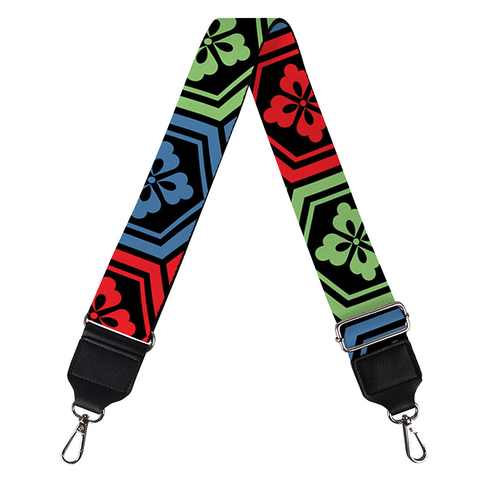 Colorful Japanese Flower Pattern Print Bag Strap