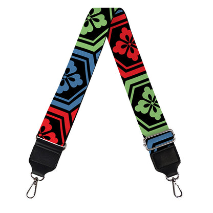 Colorful Japanese Flower Pattern Print Bag Strap