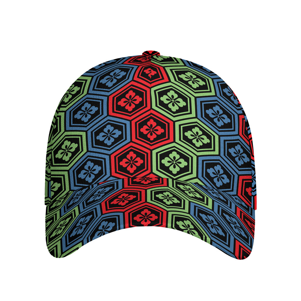 Colorful Japanese Flower Pattern Print Baseball Cap