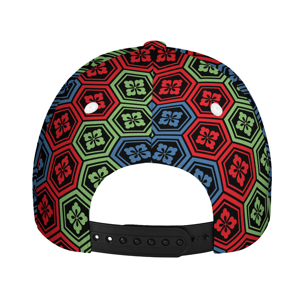 Colorful Japanese Flower Pattern Print Baseball Cap