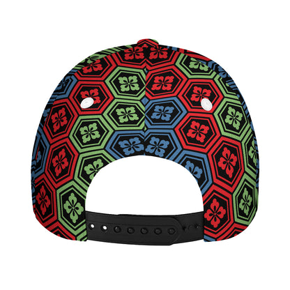 Colorful Japanese Flower Pattern Print Baseball Cap