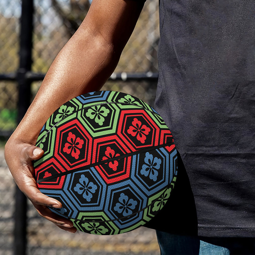 Colorful Japanese Flower Pattern Print Basketball
