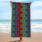 Colorful Japanese Flower Pattern Print Beach Towel