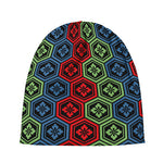 Colorful Japanese Flower Pattern Print Beanie