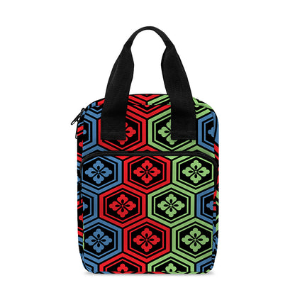Colorful Japanese Flower Pattern Print Bible Tote Bag