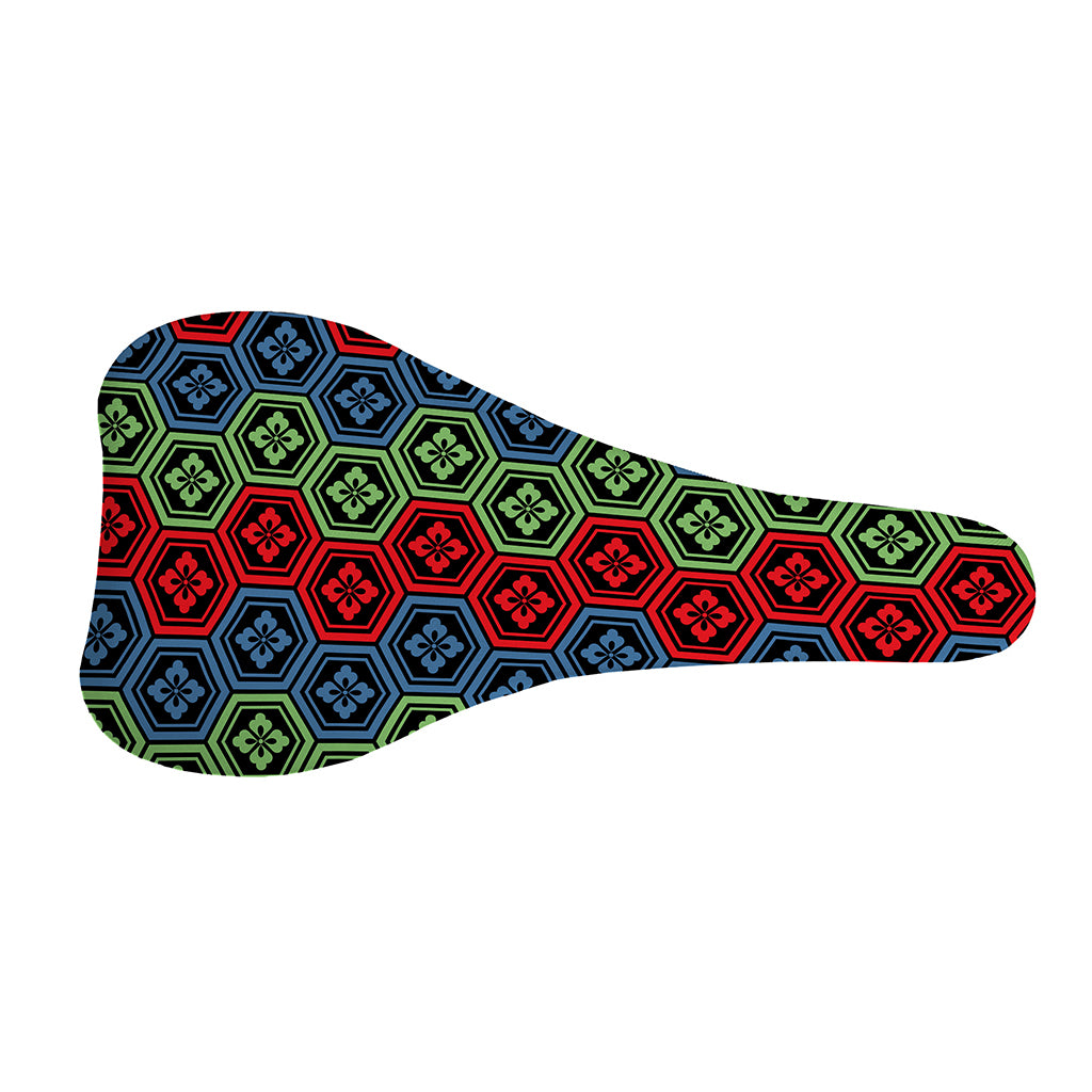 Colorful Japanese Flower Pattern Print Bicycle Seat Cover