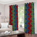 Colorful Japanese Flower Pattern Print Dimout Grommet Curtains