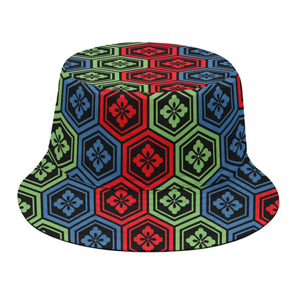 Colorful Japanese Flower Pattern Print Bucket Hat