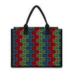 Colorful Japanese Flower Pattern Print Canvas Tote Bag