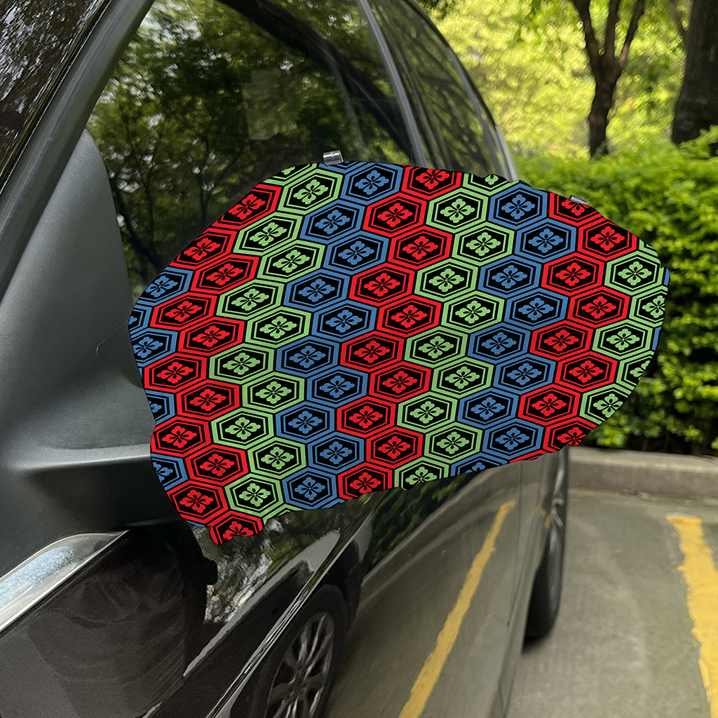 Colorful Japanese Flower Pattern Print Car Side Mirror Covers