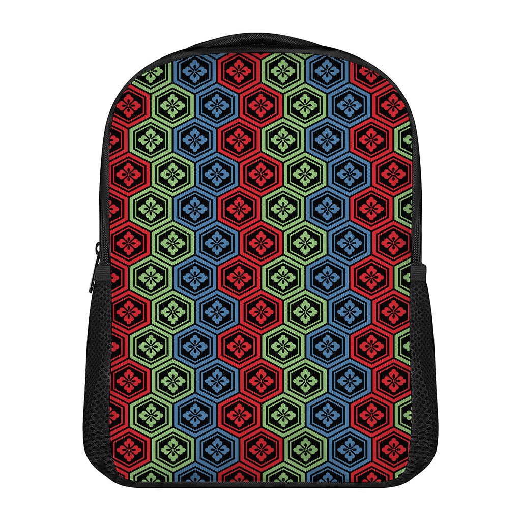 Colorful Japanese Flower Pattern Print Casual Backpack