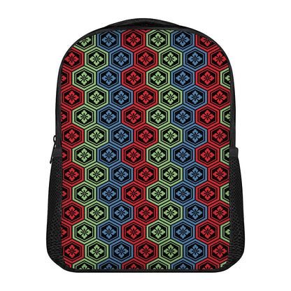 Colorful Japanese Flower Pattern Print Casual Backpack