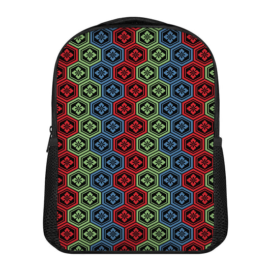 Colorful Japanese Flower Pattern Print Casual Backpack