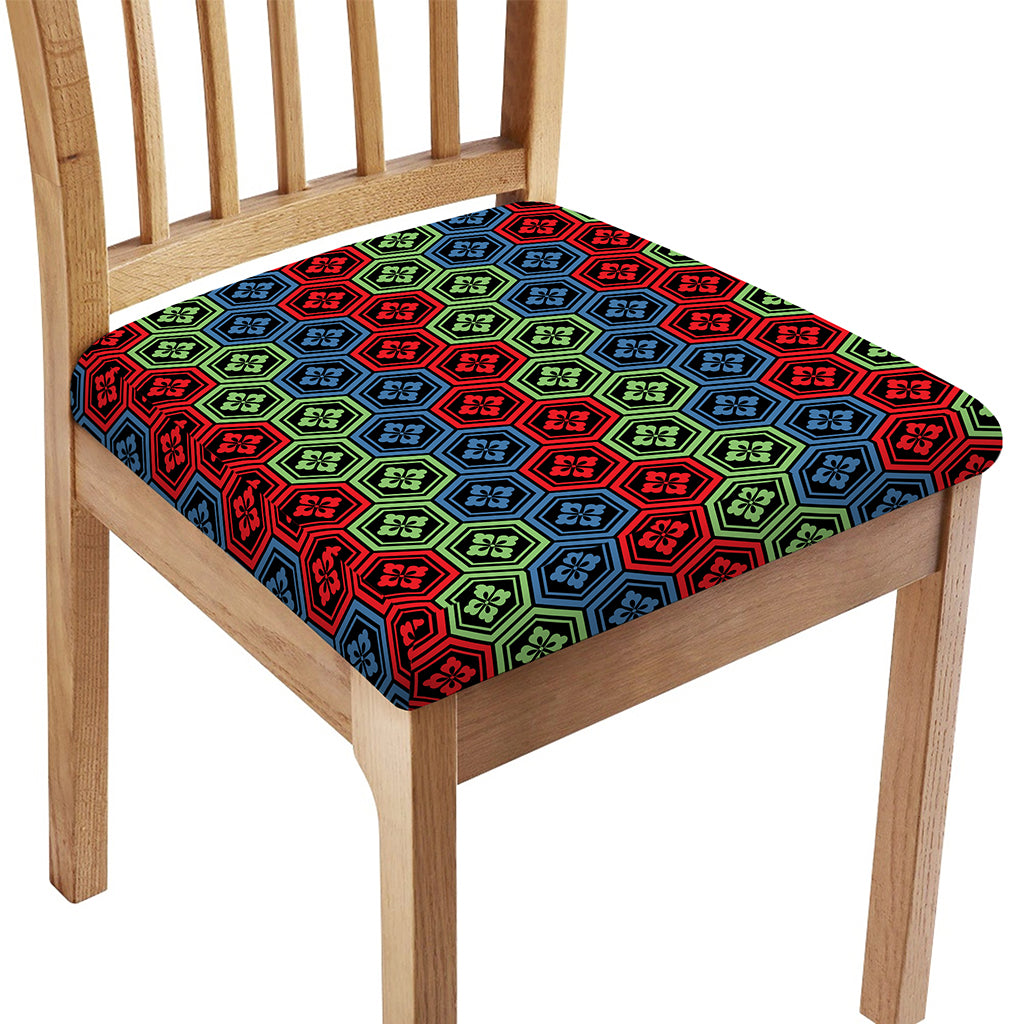 Colorful Japanese Flower Pattern Print Chair Cushion Cover