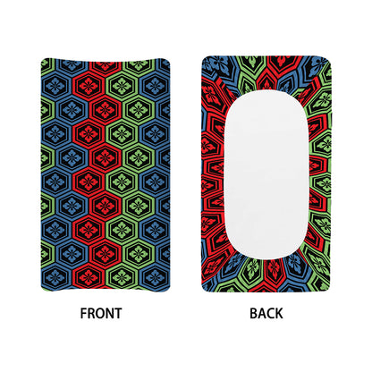 Colorful Japanese Flower Pattern Print Changing Pad Cover