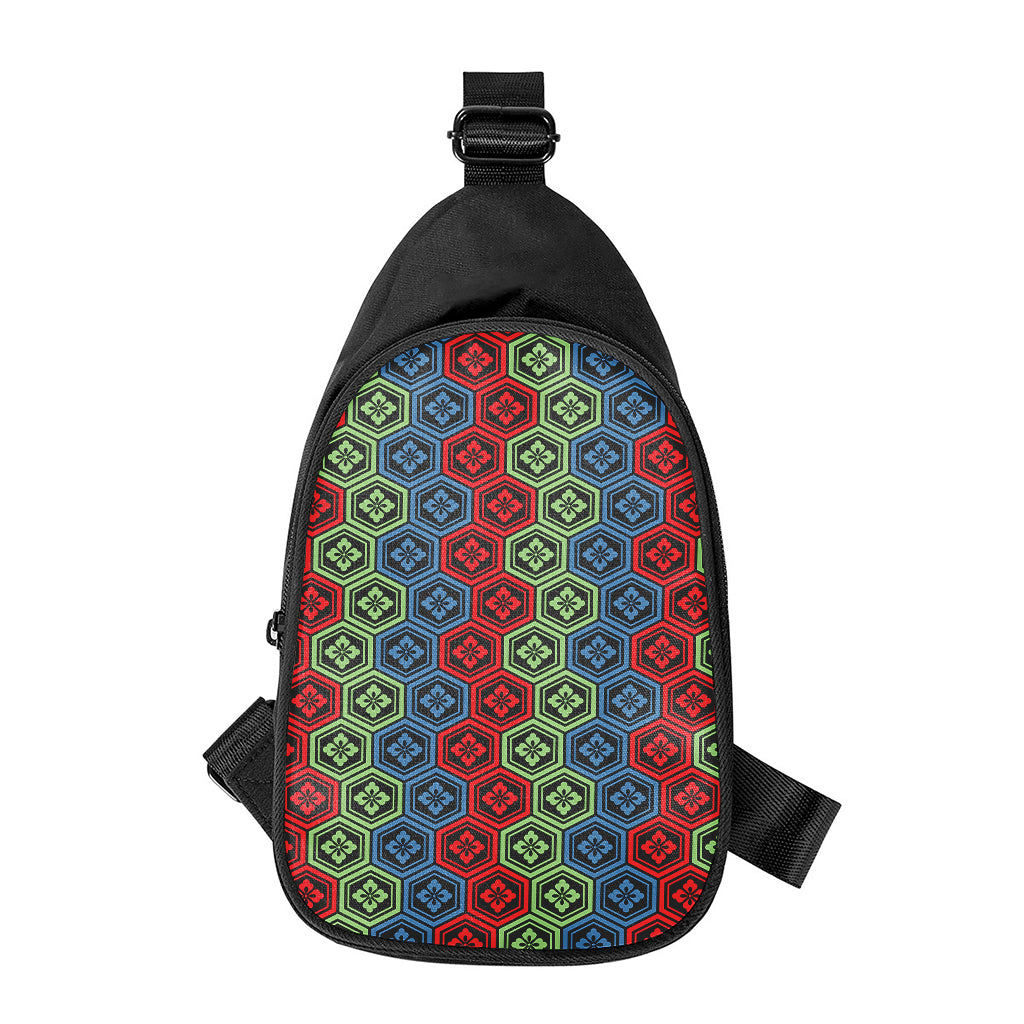 Colorful Japanese Flower Pattern Print Chest Bag