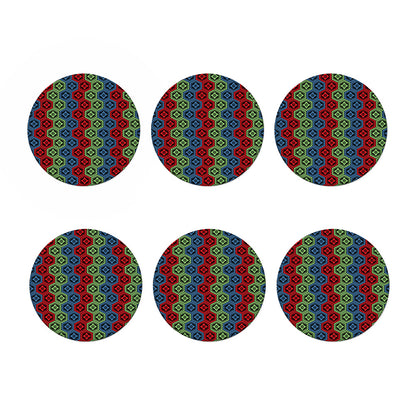 Colorful Japanese Flower Pattern Print Coaster Set