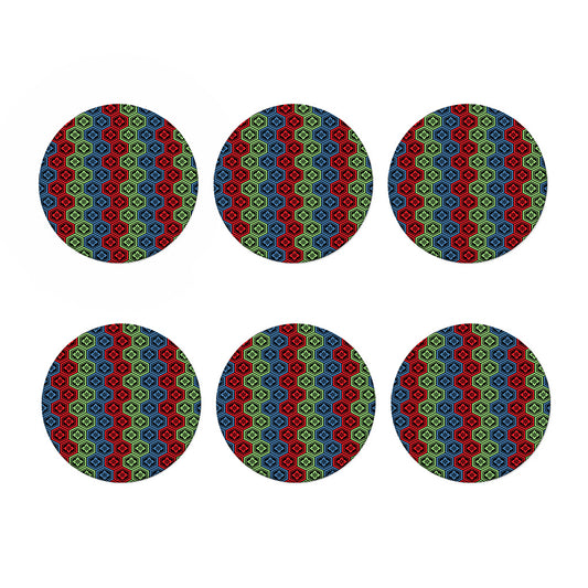 Colorful Japanese Flower Pattern Print Coaster Set