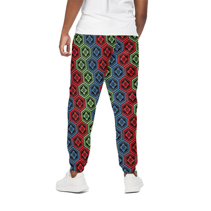 Colorful Japanese Flower Pattern Print Cotton Pants