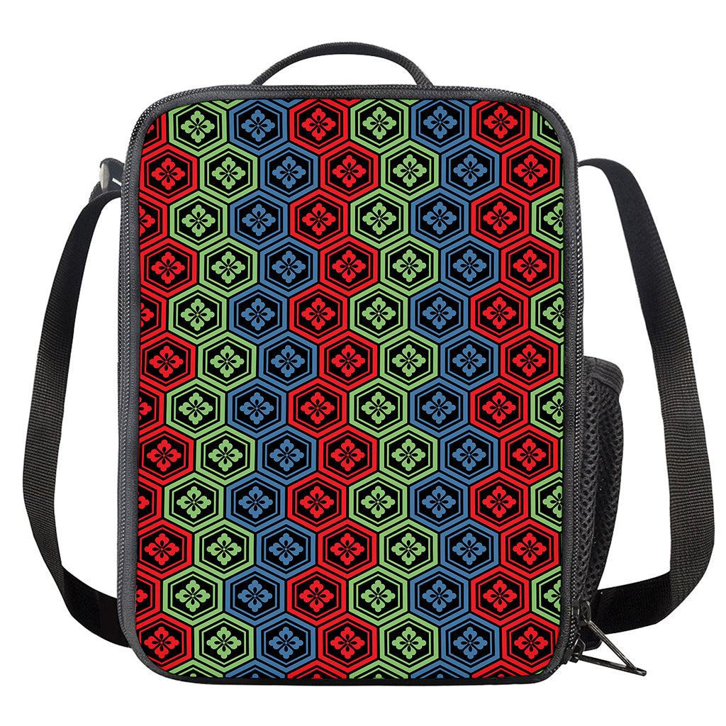Colorful Japanese Flower Pattern Print Crossbody Lunch Bag