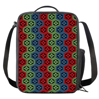 Colorful Japanese Flower Pattern Print Crossbody Lunch Bag