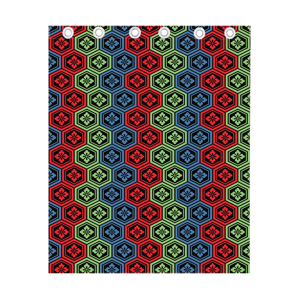 Colorful Japanese Flower Pattern Print Curtain