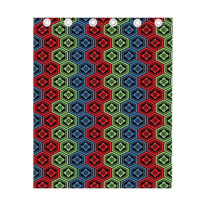 Colorful Japanese Flower Pattern Print Curtain