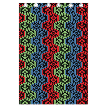 Colorful Japanese Flower Pattern Print Curtain