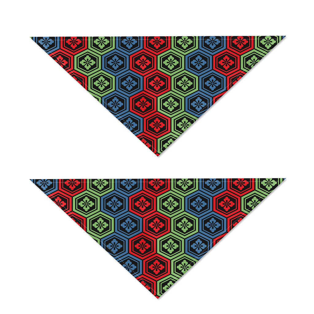Colorful Japanese Flower Pattern Print Dog Bandana