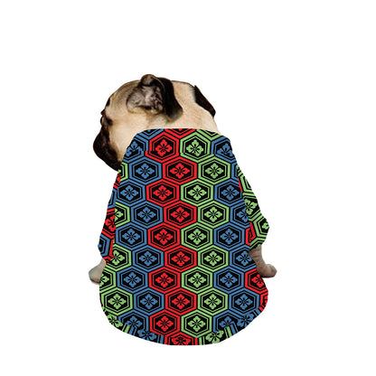 Colorful Japanese Flower Pattern Print Dog Zip Up Jacket