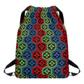 Colorful Japanese Flower Pattern Print Drawstring Backpack