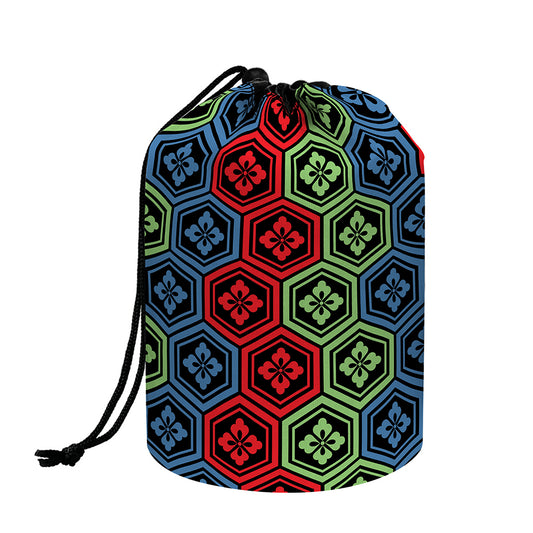 Colorful Japanese Flower Pattern Print Drawstring Makeup Bag