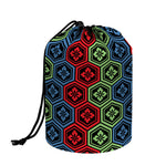 Colorful Japanese Flower Pattern Print Drawstring Makeup Bag