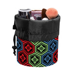Colorful Japanese Flower Pattern Print Drawstring Makeup Bag