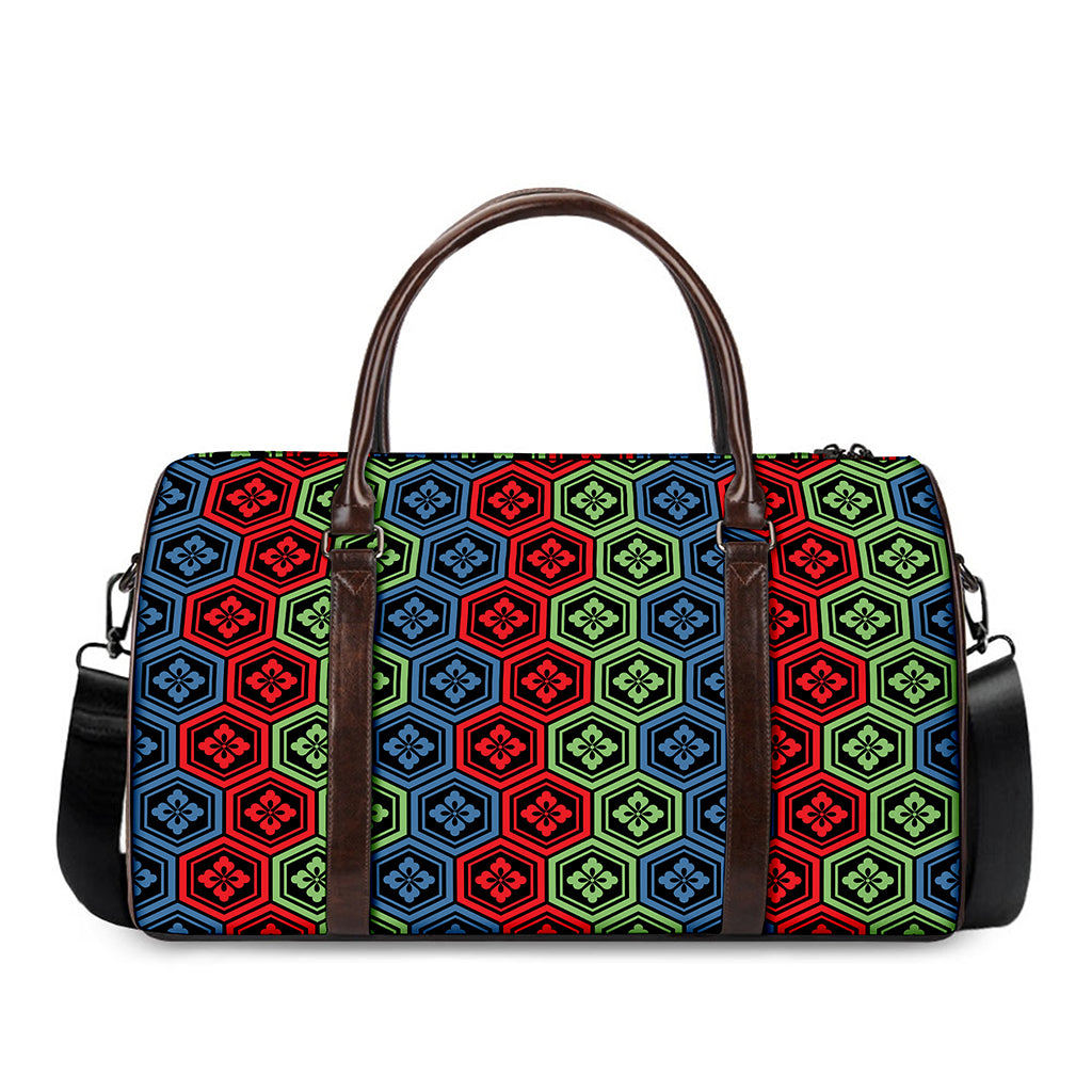 Colorful Japanese Flower Pattern Print Duffle Bag