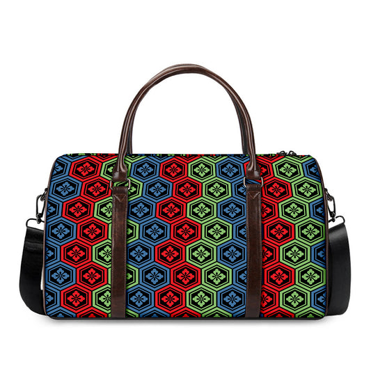 Colorful Japanese Flower Pattern Print Duffle Bag