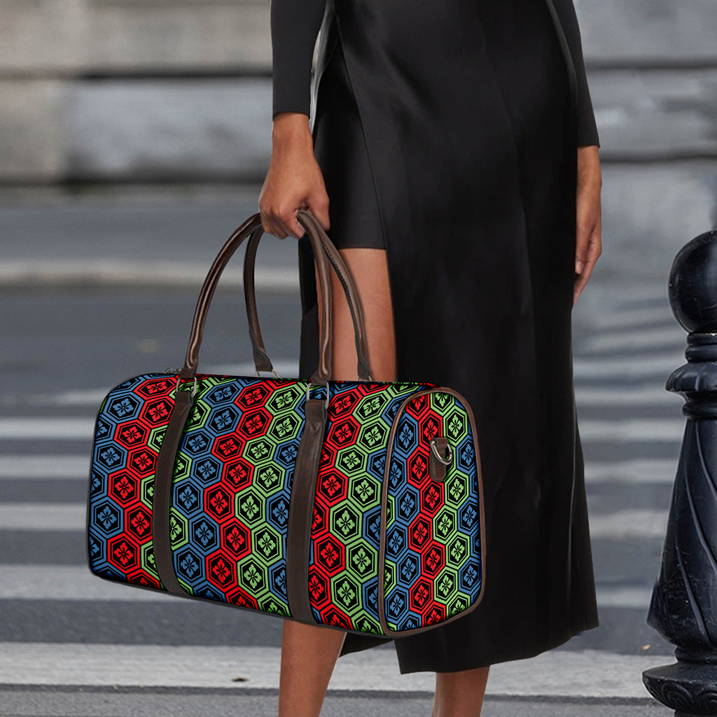 Colorful Japanese Flower Pattern Print Duffle Bag