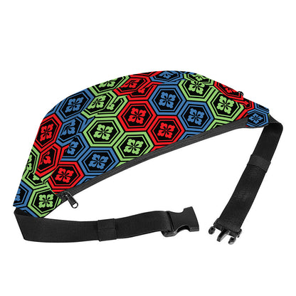 Colorful Japanese Flower Pattern Print Fanny Pack
