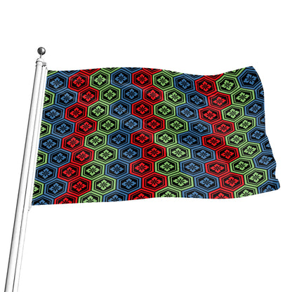 Colorful Japanese Flower Pattern Print Flag