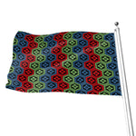 Colorful Japanese Flower Pattern Print Flag