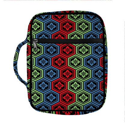 Colorful Japanese Flower Pattern Print Front Pocket Bible Bag
