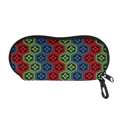 Colorful Japanese Flower Pattern Print Glasses Case