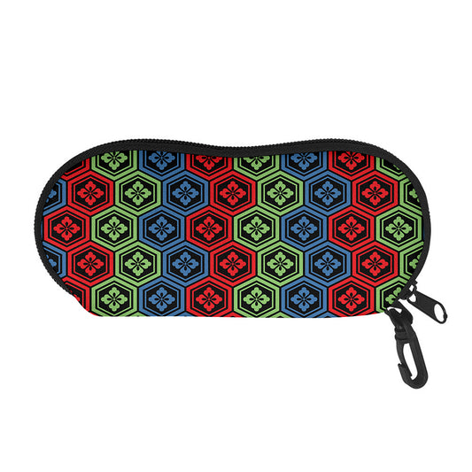 Colorful Japanese Flower Pattern Print Glasses Case