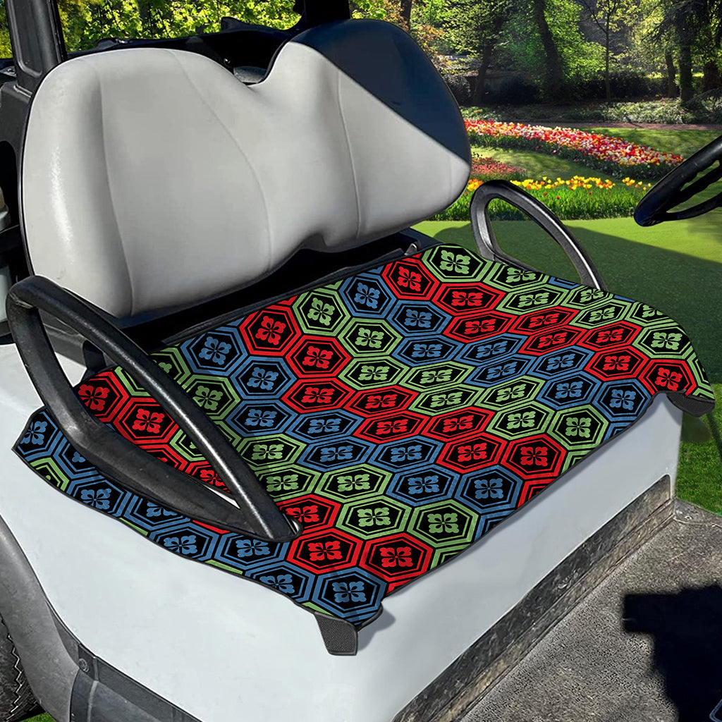 Colorful Japanese Flower Pattern Print Golf Cart Seat Cover