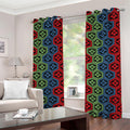 Colorful Japanese Flower Pattern Print Grommet Curtains