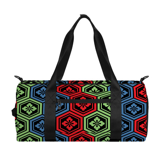 Colorful Japanese Flower Pattern Print Gym Bag