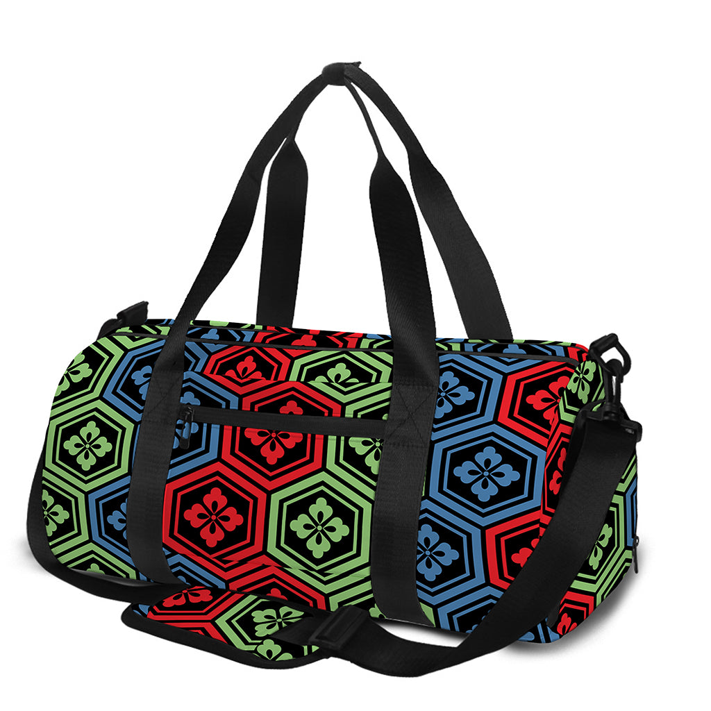 Colorful Japanese Flower Pattern Print Gym Bag