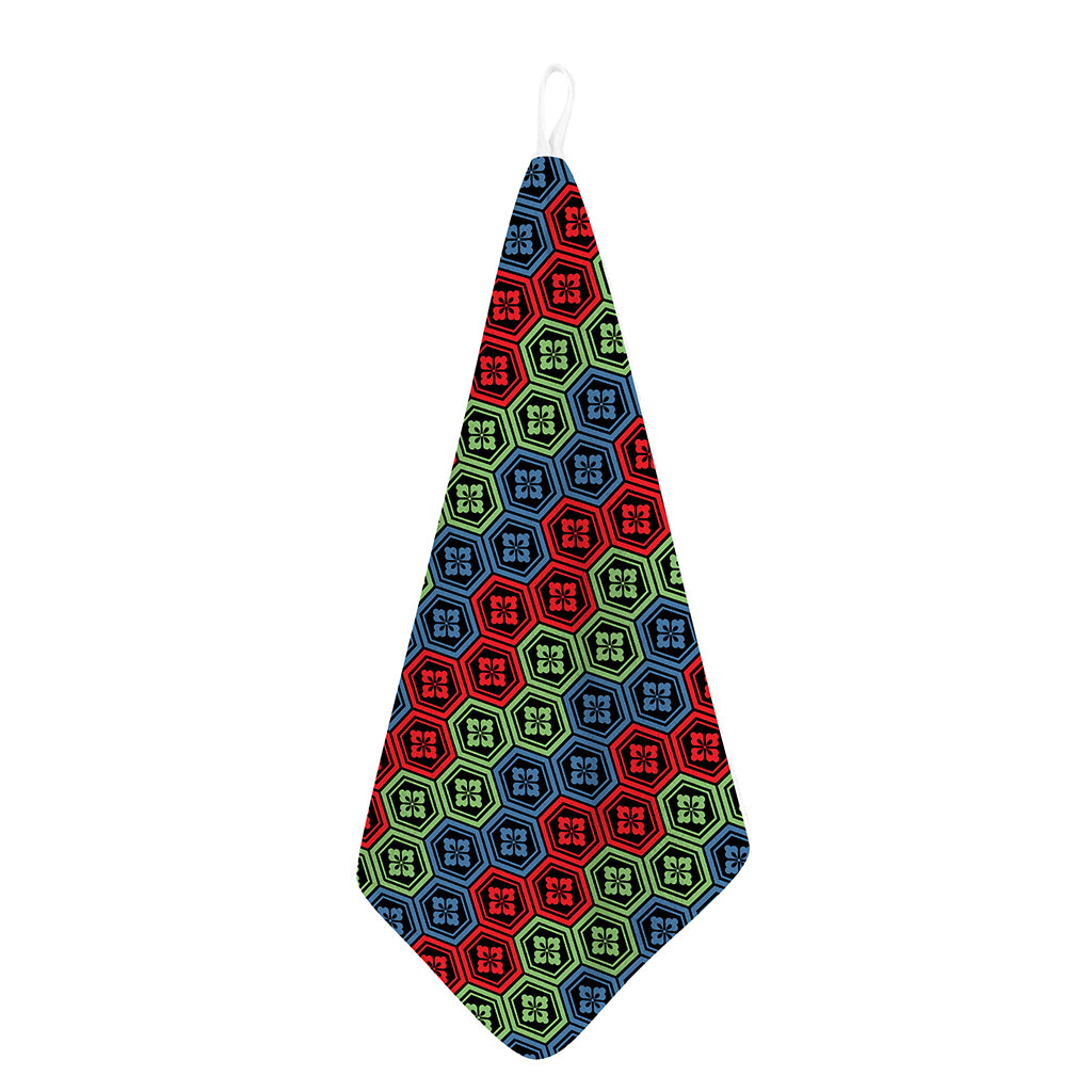 Colorful Japanese Flower Pattern Print Hand Towel