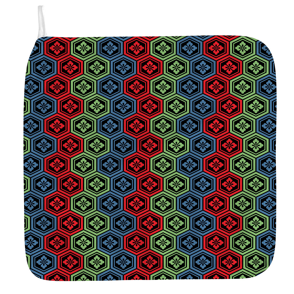 Colorful Japanese Flower Pattern Print Hand Towel