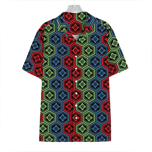Colorful Japanese Flower Pattern Print Hawaiian Shirt